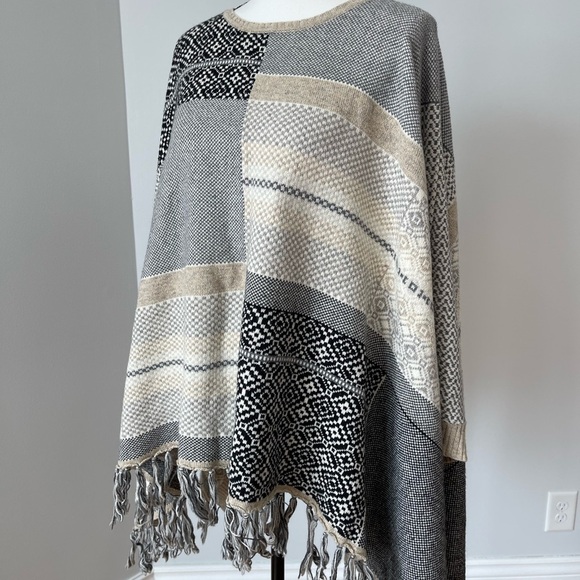 Sundance one size poncho cotton wool southwestern outerwear layer desert neutral - Picture 7 of 11